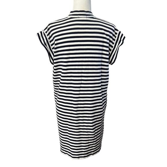 ATM Black & White Striped XSmall V-Neck Short-Sleeve T-Shirt Cotton Dress - Picture 6 of 8